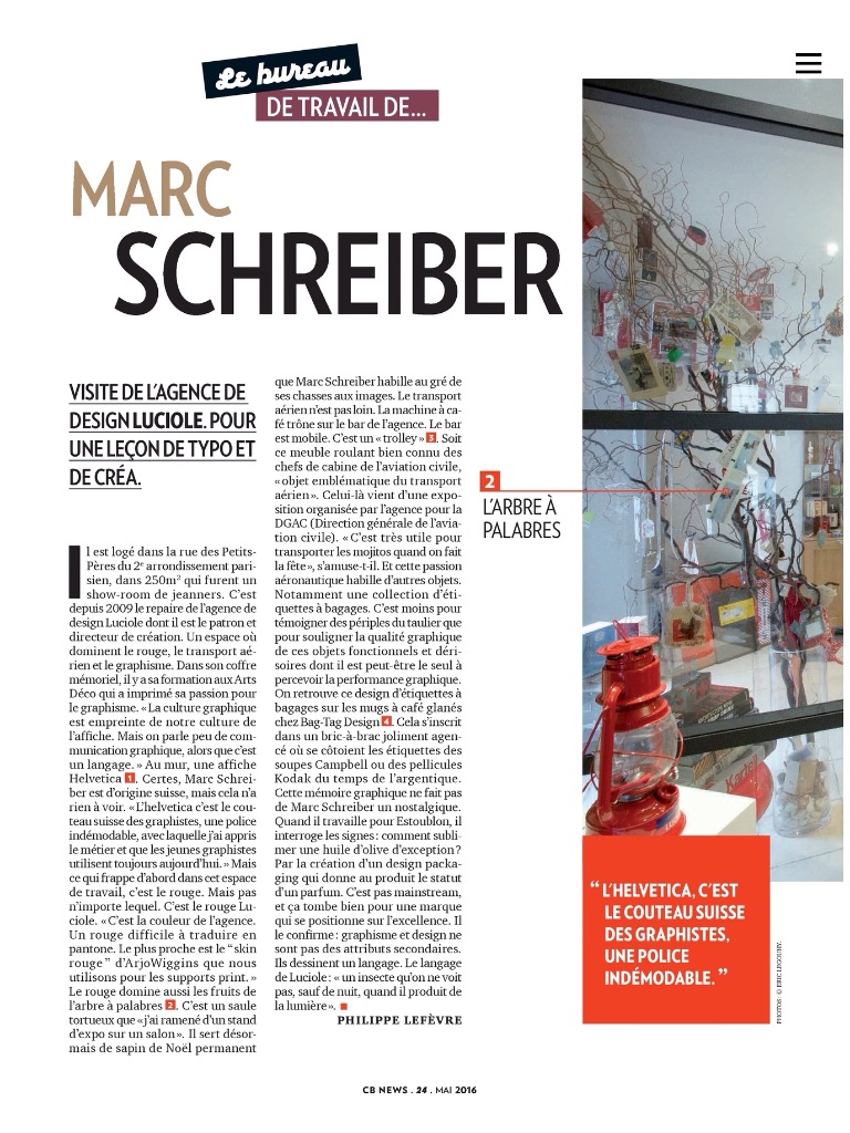 CB News Mai 2016 - Le bureau de travail de Marc Schreiber - LUCIOLE